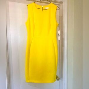 Calvin Klein Size 12 sheath dress sleeveless yellow